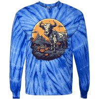 Zombie Cow Halloween Costume Scary Farm Animal Farmer Tie-Dye Long Sleeve Shirt