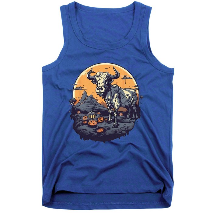 Zombie Cow Halloween Costume Scary Farm Animal Farmer Tank Top