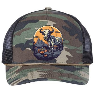 Zombie Cow Halloween Costume Scary Farm Animal Farmer Retro Rope Trucker Hat Cap