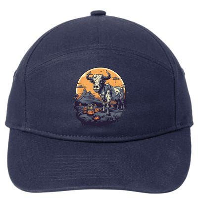 Zombie Cow Halloween Costume Scary Farm Animal Farmer 7-Panel Snapback Hat