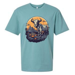 Zombie Cow Halloween Costume Scary Farm Animal Farmer Sueded Cloud Jersey T-Shirt