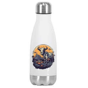 Zombie Cow Halloween Costume Scary Farm Animal Farmer Stainless Steel Insulated Water Bottle