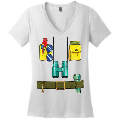 Zookeeper Costume Halloween DIY Jungle Safari Zoo Keeper Women's V-Neck T-Shirt