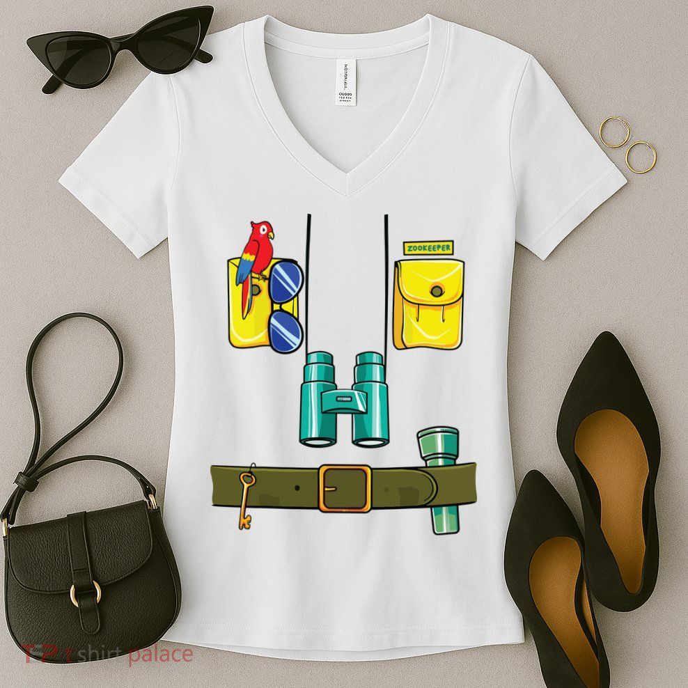 Zookeeper Costume Halloween DIY Jungle Safari Zoo Keeper Women's V-Neck T-Shirt