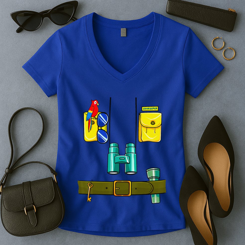 Zookeeper Costume Halloween DIY Jungle Safari Zoo Keeper Women's V-Neck T-Shirt