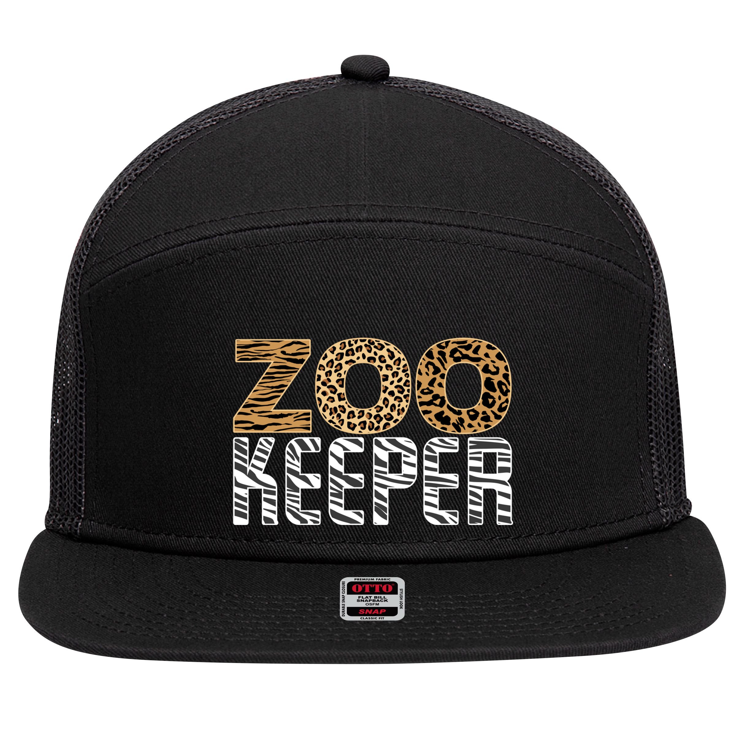 Zookeeper Costume Halloween Wildlife Zoo Keeper Gift 7 Panel Mesh Trucker Snapback Hat