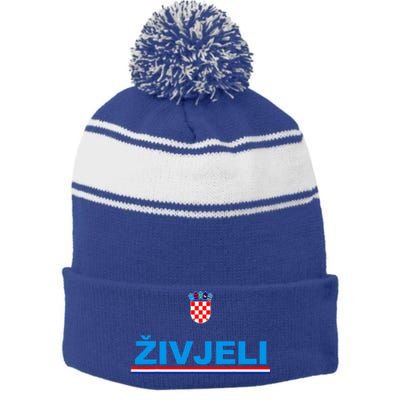 Zivjeli! Cheers In Croatian Stripe Pom Pom Beanie