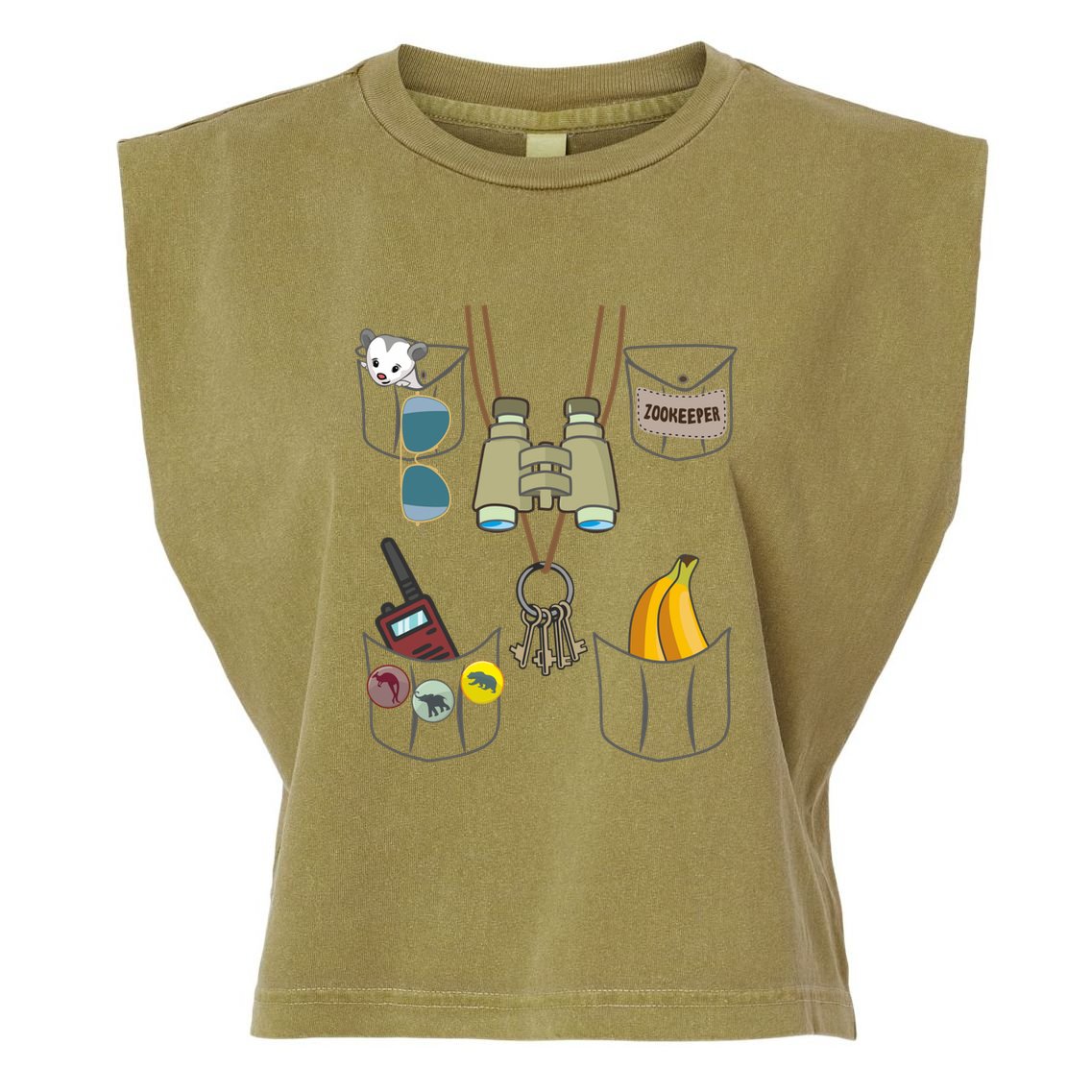 Zookeeper Costume Imitation Halloween Jungle Safari Explorer Garment-Dyed Women's Muscle Tee