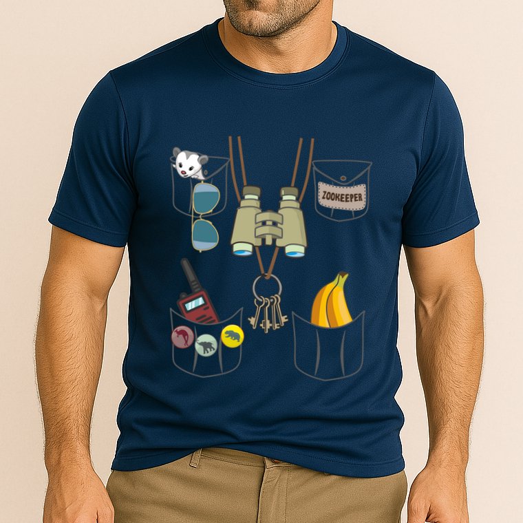 Zookeeper Costume Imitation Halloween Jungle Safari Explorer Cooling Performance Crew T-Shirt