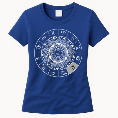 Zodiac Calendar Leo Star Sign Dala Astrology Gift Womens T-Shirt