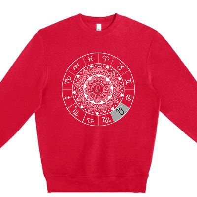 Zodiac Calendar Leo Star Sign Dala Astrology Gift Premium Crewneck Sweatshirt