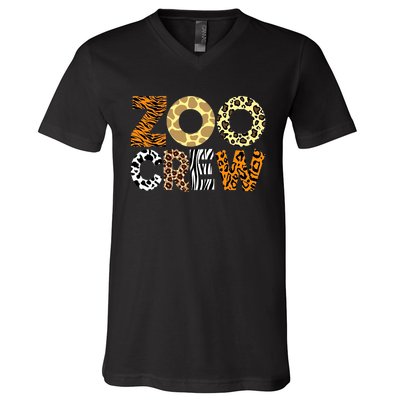 Zoo Crew Leopard Animals Print Zookeeper Zoological Garden V-Neck T-Shirt