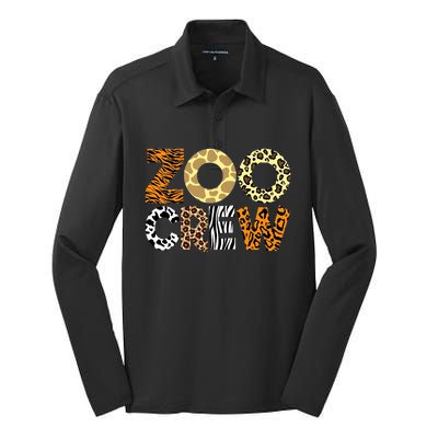 Zoo Crew Leopard Animals Print Zookeeper Zoological Garden Silk Touch Performance Long Sleeve Polo