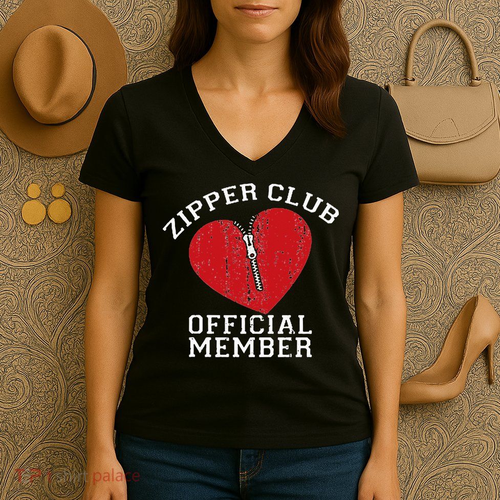 Zipper Club Open Heart Surgery Recovery Novelty Women's V-Neck T-Shirt