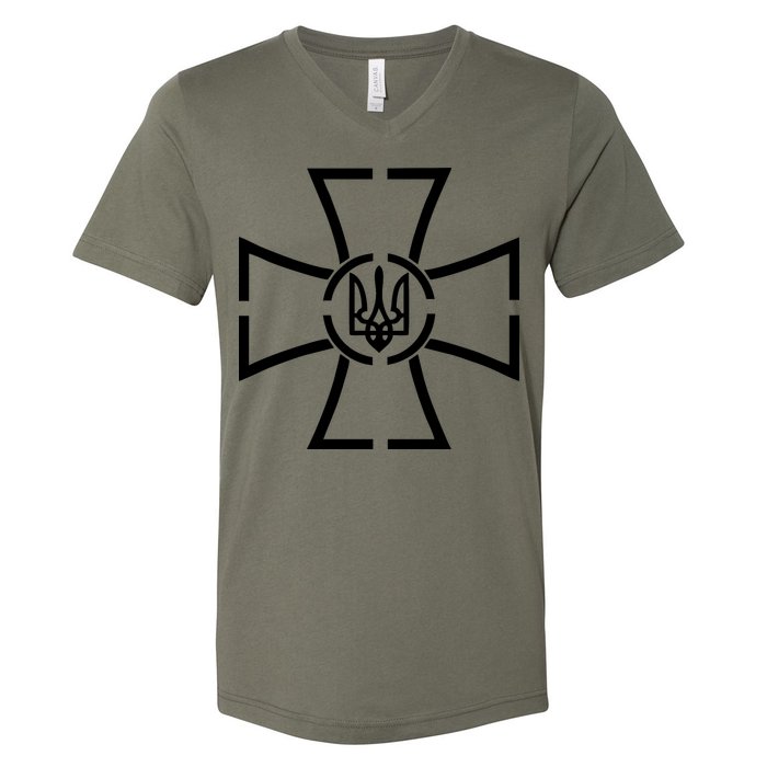 Zelensky Cross Speech Military Army Ukraine Coat Of Arms V-Neck T-Shirt