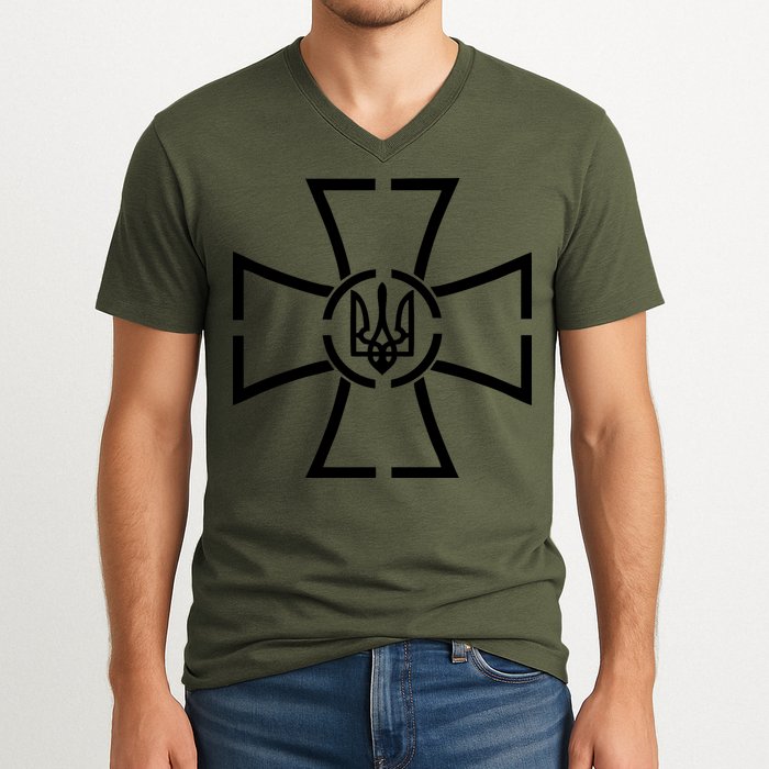 Zelensky Cross Speech Military Army Ukraine Coat Of Arms V-Neck T-Shirt