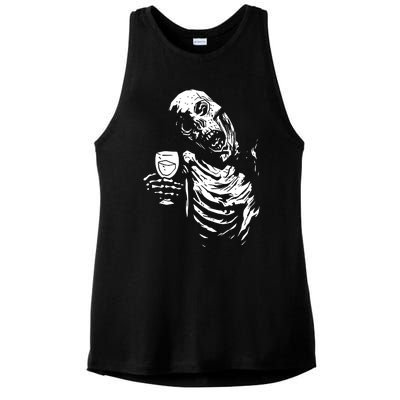 Zombie Cheer Skull Halloween Alcohol Beer Ladies PosiCharge Tri-Blend Wicking Tank