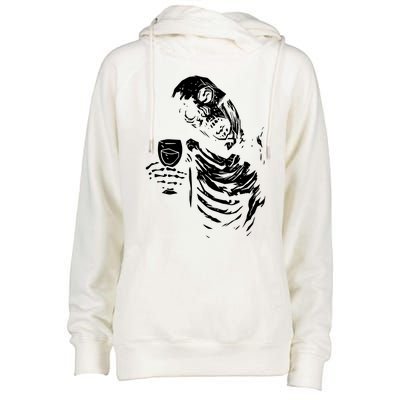 Zombie Cheer Skull Halloween Alcohol Beer Womens Funnel Neck Pullover Hood