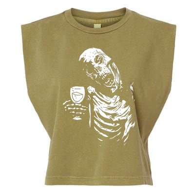 Zombie Cheer Skull Halloween Alcohol Beer Garment-Dyed Women's Muscle Tee