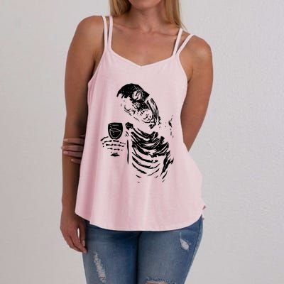 Zombie Cheer Skull Halloween Alcohol Beer Women's Strappy Tank