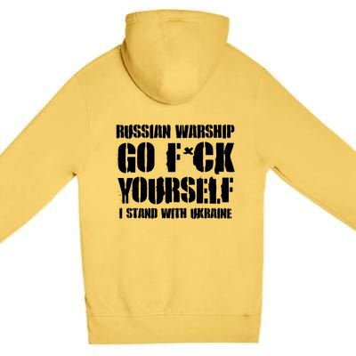 Zelensky Cross Ukraine Russian Warship Go F Yourself Front & Back Premium Pullover Hoodie