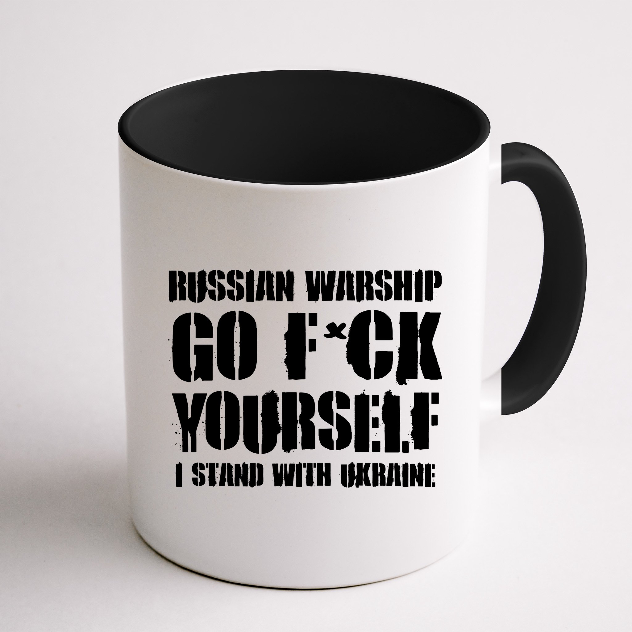 Zelensky Cross Ukraine Russian Warship Go F Yourself Front & Back Mug