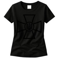 Zelensky Cross Ukraine Russian Warship Go F Yourself Front & Back Womens T-Shirt