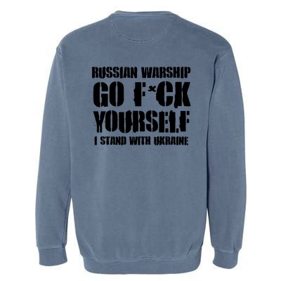 Zelensky Cross Ukraine Russian Warship Go F Yourself Front & Back Garment-Dyed Sweatshirt