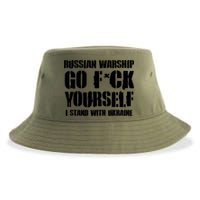 Zelensky Cross Ukraine Russian Warship Go F Yourself Front & Back Sustainable Bucket Hat