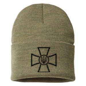 Zelensky Cross Ukraine Russian Warship Go F Yourself Front & Back Sustainable Knit Beanie