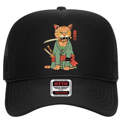 Zoro Cat Warrior High Crown Mesh Back Trucker Hat