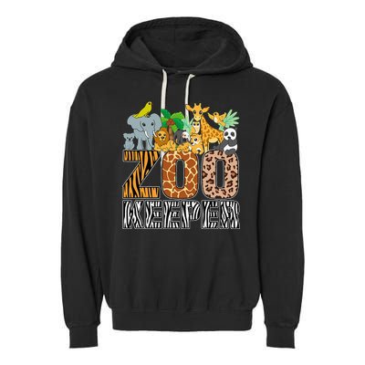 Zookeeper Costume Zebra Wild Print African Animal Keeper Garment-Dyed Fleece Hoodie