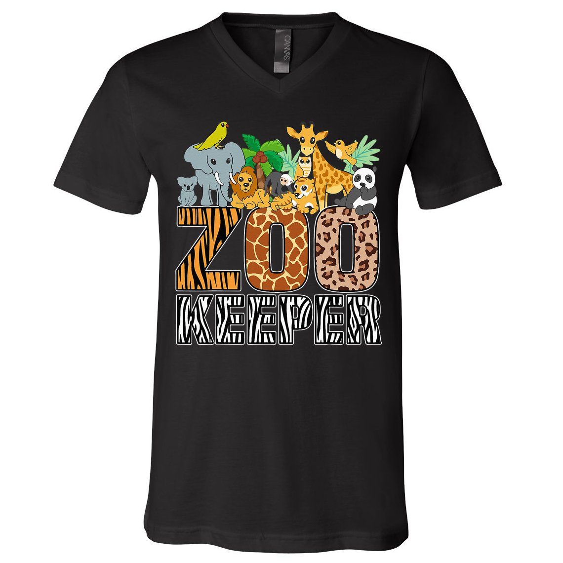 Zookeeper Costume Zebra Wild Print African Animal Keeper V-Neck T-Shirt