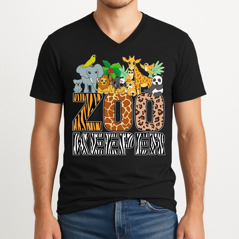 Zookeeper Costume Zebra Wild Print African Animal Keeper V-Neck T-Shirt