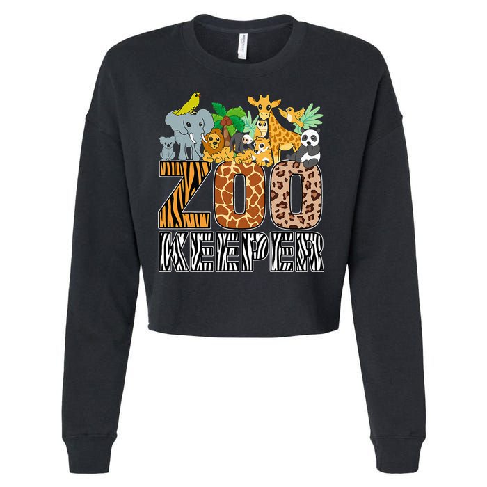 Zookeeper Costume Zebra Wild Print African Animal Keeper Cropped Pullover Crew