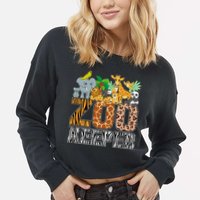 Zookeeper Costume Zebra Wild Print African Animal Keeper Cropped Pullover Crew