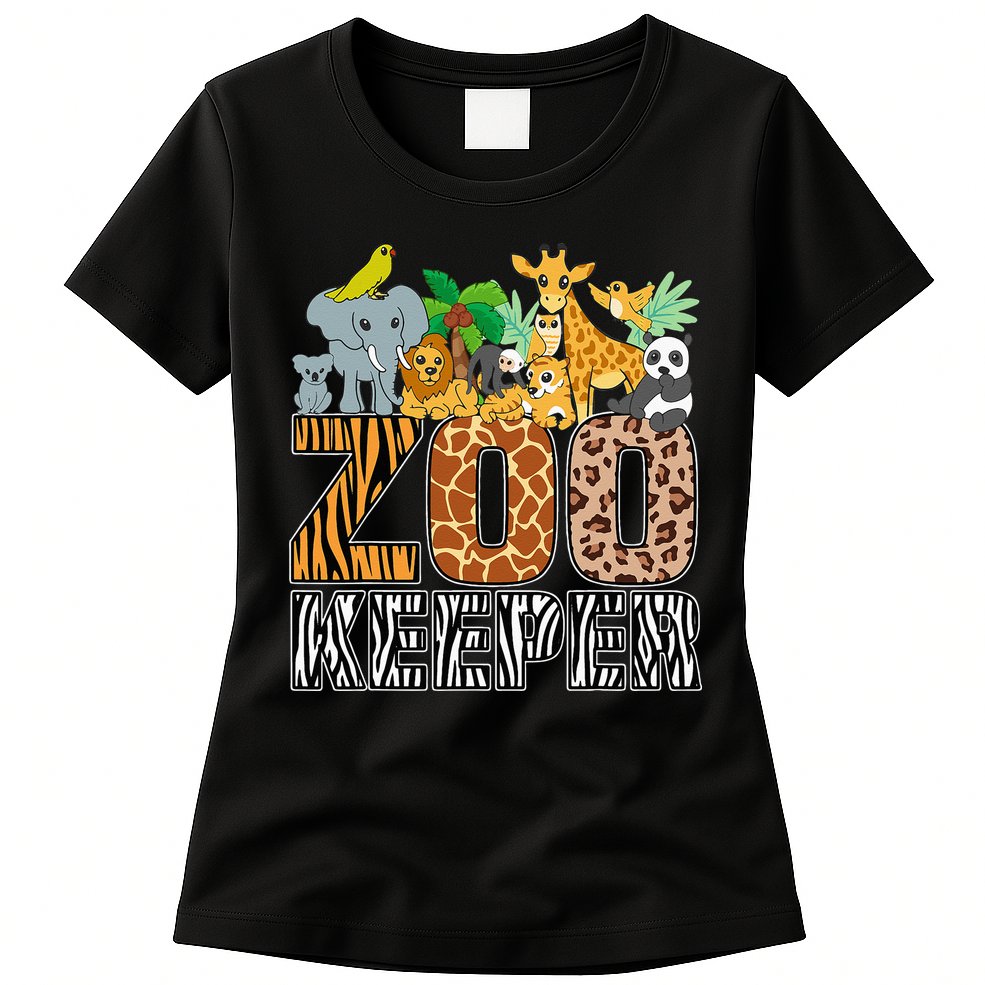 Zookeeper Costume Zebra Wild Print African Animal Keeper Womens T-Shirt