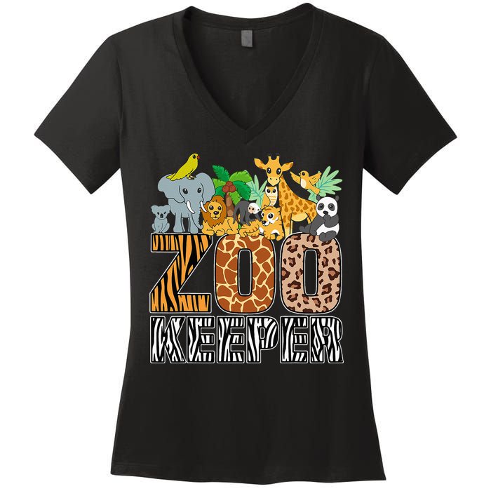 Zookeeper Costume Zebra Wild Print African Animal Keeper Women's V-Neck T-Shirt