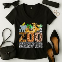 Zookeeper Costume Zebra Wild Print African Animal Keeper Women's V-Neck T-Shirt