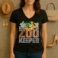 Zookeeper Costume Zebra Wild Print African Animal Keeper Women's V-Neck T-Shirt