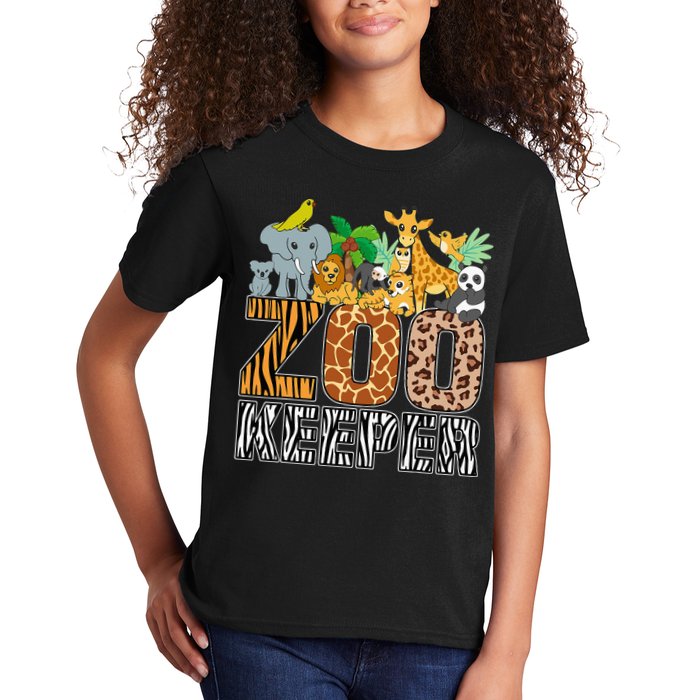Zookeeper Costume Zebra Wild Print African Animal Keeper Kids T-Shirt