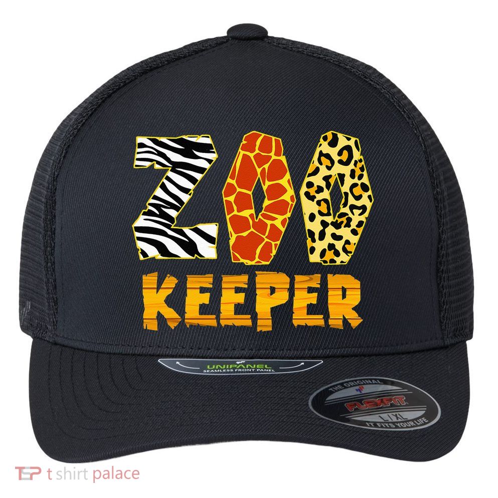 Zookeeper Costume Zoo Keeper African Safari Trip Zebra Flexfit Unipanel Trucker Cap