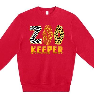 Zookeeper Costume Zebra Wild Print African Animal Keeper Premium Crewneck Sweatshirt