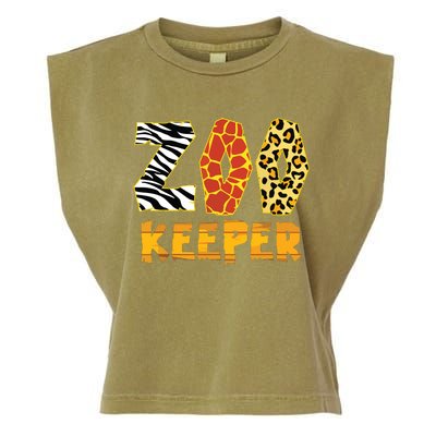 Zookeeper Costume Zebra Wild Print African Animal Keeper Garment-Dyed Women's Muscle Tee