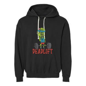 Zombie Deadlift Funny Gym Halloween Workout Garment-Dyed Fleece Hoodie