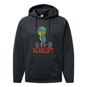 Zombie Deadlift Funny Gym Halloween Workout Performance Fleece Hoodie