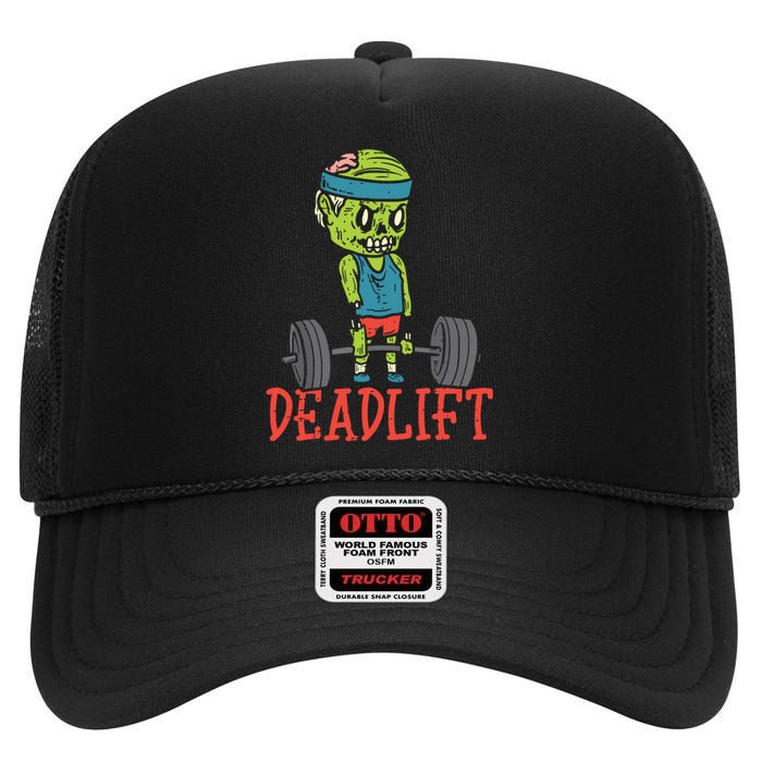 Zombie Deadlift Funny Gym Halloween Workout High Crown Mesh Back Trucker Hat