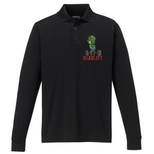 Zombie Deadlift Funny Gym Halloween Workout Performance Long Sleeve Polo