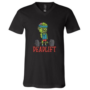 Zombie Deadlift Funny Gym Halloween Workout V-Neck T-Shirt