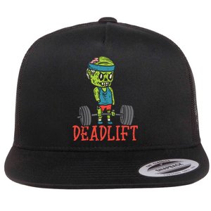 Zombie Deadlift Funny Gym Halloween Workout Flat Bill Trucker Hat